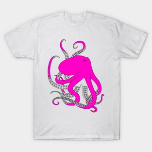 Hand drawn illustration of a pink octopus T-Shirt